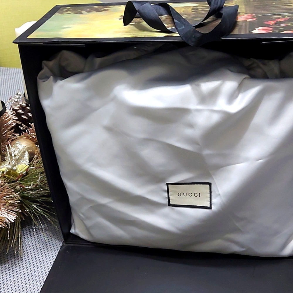 Gucci GG Supreme Peacock Brown Tote Leather Floral Bag Bird Handbag